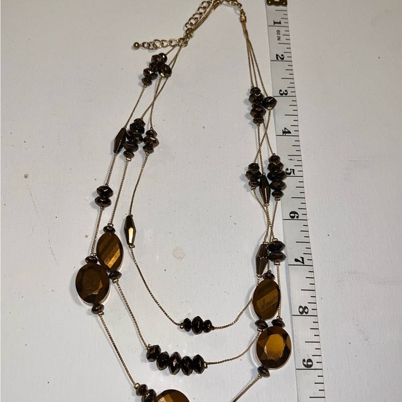 Dabby Reid Accessories - Dabby Reid 3 strand Tiger Eye & Crystal bead necklace. Good condition 15 1/2 ‘